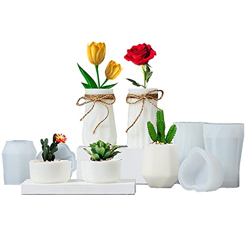 Epoxy Resin Molds Silicone Vase Molds 5PC Set,Resin Casting Molds Including Vase Molds ï¼Œfor Making Vase,Pen holderï¼ŒCupï¼ŒDIY Resin Artwork,Handicrafts and Vase Home Decorationï¼ŒValentine Resin Molds