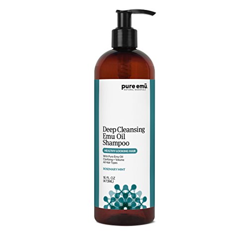 Pure Emu Deep Cleansing Emu Oil Shampoo: Infused With Pure, Fully Refined Emu Oil | Alcohol Free, Paraben-Free, SLS-Free | Convenient Pump Dispenser (Refreshing Rosemary Mint), 16 fl oz