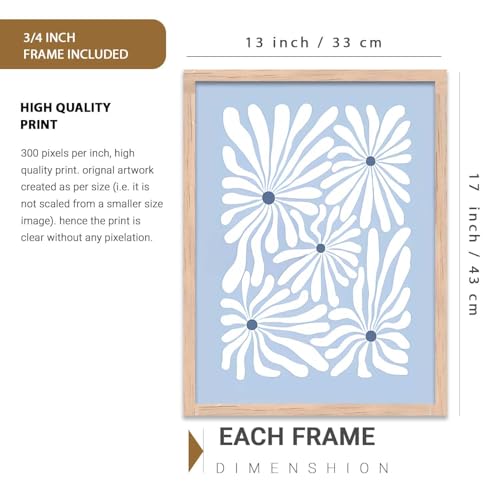 Image of kotart Aesthetic Abstract Floral Art Home Decoration | Boho Floral Paintings With Frame For Living Room Bed Room Hotel Wall Decor Digital Reprint Set of 3 (13X17 inch)