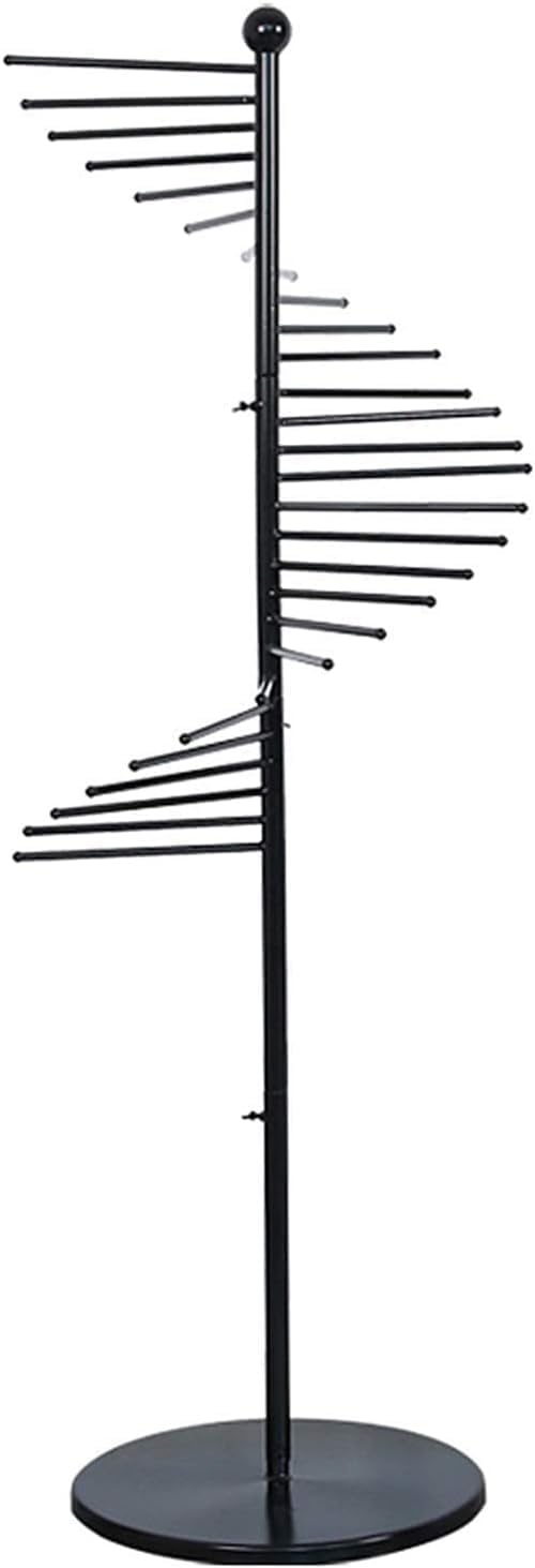 Freestanding Scarf Display Rack Freestanding Spiral Scarf Hanger Tie Organizer Holder,Belt Suit Pants Jewelry Women Closet Display Stand,Space Saving,Black,42X150Cm