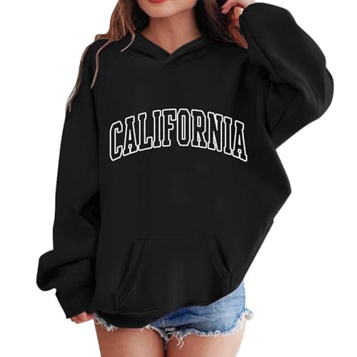 Genérico Sudadera con Capucha para niñas de Manga Larga, Suave y cómoda, con Estampados de Letras únicos, Ideal para Uso Diario, Juegos al Aire Libre y Celebraciones de Halloween. (Black, 7-8 Years)