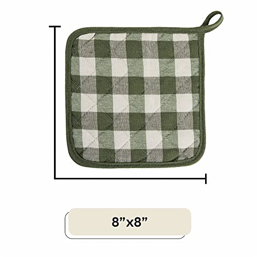 Buffalo Check Pot Holders, 2 Pack, Sage - 8" X 18" - Quilted Trivet Pot Holders Are Heat Resistant, Machine Washable & Stain Repellant - Non-Slip For Pots & Pans By Achim Home Decor #TOP3