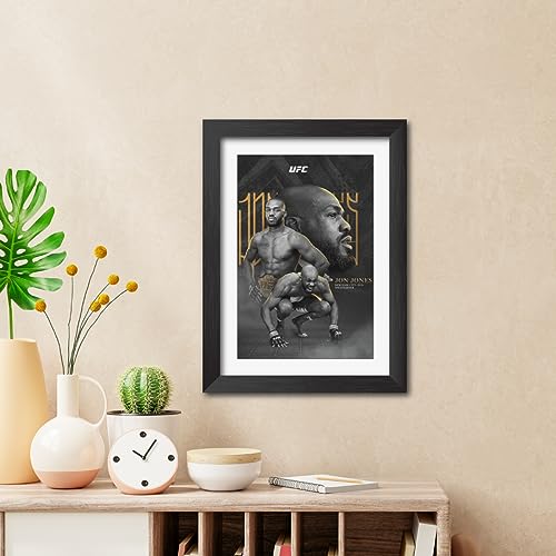 Image of TenorArts Jon Jones MMA Poster Frame Fighter Laminated Photo Framed Painting with Matt Finish Black Textures (12 inches x 9inches)