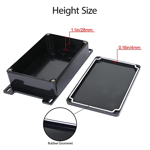 Lmioetool Junction Box Ip65 Waterproof Dustproof Abs Plastic Universal Electric Project Enclosure With Fixed Ear Black 5.9X3.9X1.7 Inch (1Pc) #TOP4