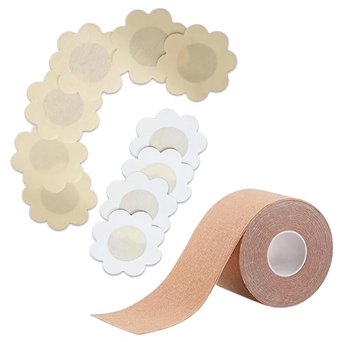 Boob Tape Boobtape for Breast Lift | Includes Nipple Covers | Body Tape for Push up & Shape | Works Great with Sticky Bra Backless Bra or Strapless Bra | Waterproof Sweat-Proof Bob Tape-image-15