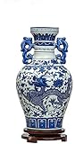 drache porzellan gebraucht kaufen ♦ 8 ~ 15 Tage Lieferung Vase Dekoration Double Ears Keramik Drache Blau Weiß Retro Blau Und Weiß Porzellan Home Wohnzimmer Dekoration Ornamente JXLBB