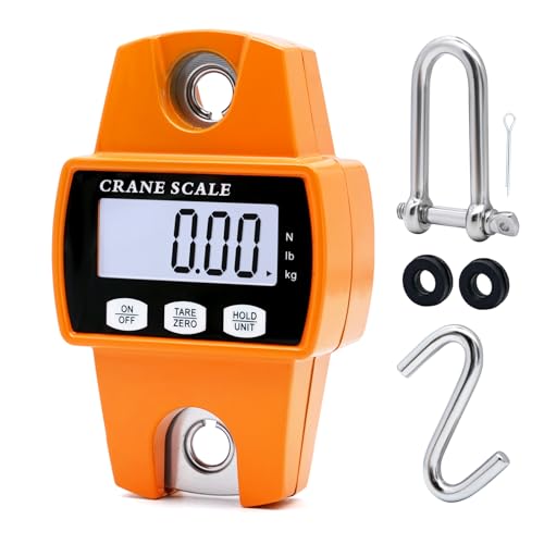 MUALROUS 300kg Báscula Colgante Digital Báscula de Grúa LCD Báscula de Juego Electrónica de Grúa para Agricultura Caza Arco Dibujar Peso Pez Grande con Tres Unidades