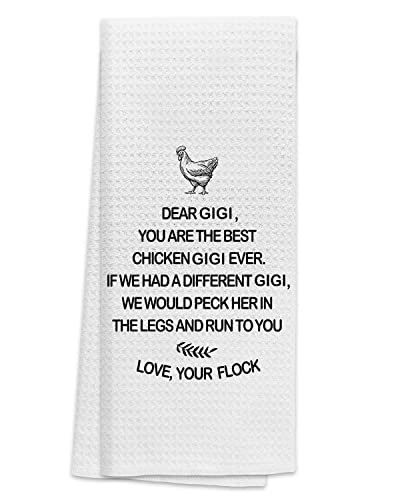 Tunw Best Chicken Gigi Ever Funny Best Grandma Soft And Absorbent Kitchen Towels Dishcloth,Farmhouse Chicken Hand Towels Dish Towels 16″×24″,Mother's Day Birthday Gift For Grandma,Chicken Loves Gifts #TOP22