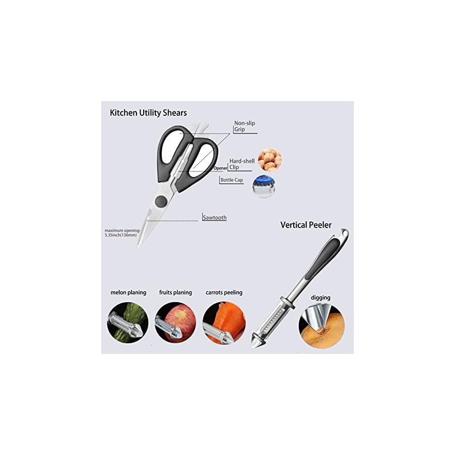 103-Piece-Knives-Set-Household-Pro-Kitchen-Damascus-Knife-Sets-with-scissorspeeler-sharpener-Acrylic-Holder CULITECH 10+3 Piece Knives Set, Household Pro Kitchen Damascus Knife Sets with scissors,peeler sharpener, Acrylic Holder