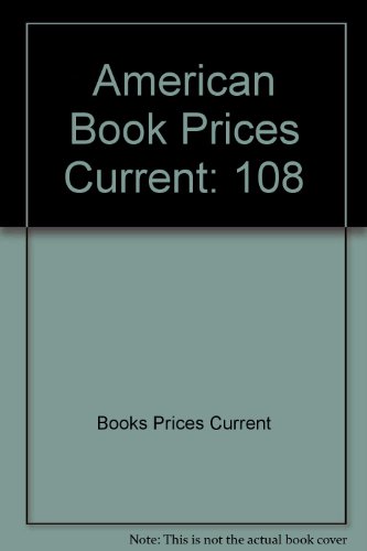 American Book Prices Current 3776208023 Book Cover
