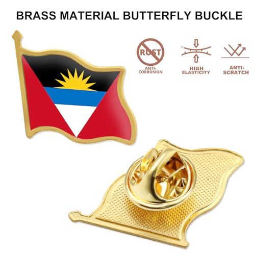 Image of 12 /24 /50 /100Pcs Antigua and Barbuda Flag Lapel Pins Bulk - Metal Antiguan Barbudan National Lapel Pin