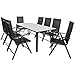 Casaria Sitzgruppe Bern 8+1 Aluminium 7-Fach verstellbare Hochlehner Stühle Milchglas Tisch Anthrazit Gartenmöbel Set