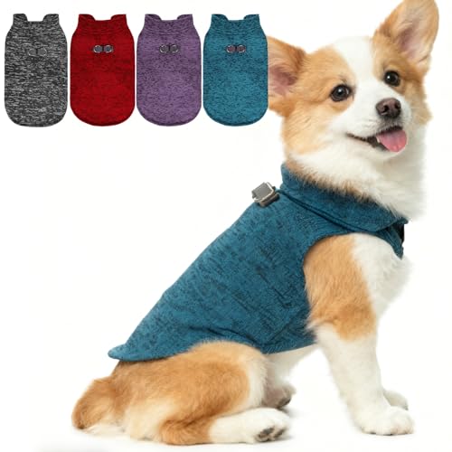 EXPAWLORER Fleece Dog Sweater - Pullover Dog Jacket, Warm Winter Coat Vest with D-Ring for Leash, Pet Cold Weather Clothes Outfit, Sweatershirt for Boys or Girls Puppy Blue M