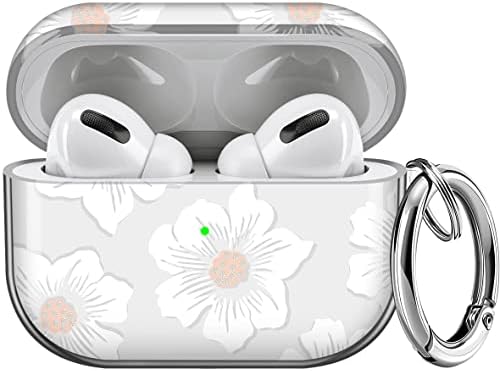 Maxjoy for AirPods Pro Case Cover, Clear Flower Pro Case for Women Men Cute Soft Protective Floral iPod Pro Case with Keychain Clip for AirPods Pro Charging Case 2019, Transparent