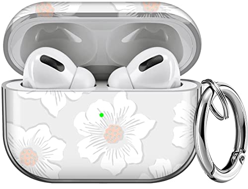Maxjoy For Airpods Pro Case Cover, Clear Flower Pro Case For Women Men Cute Soft Protective Floral Ipod Pro Case With Keychain Clip For Airpods Pro Charging Case 2019, Transparent #TOP2