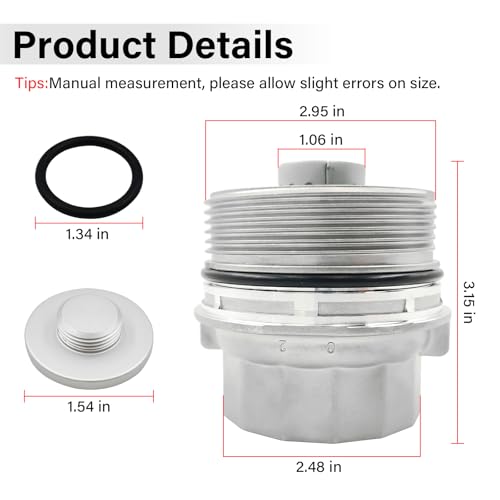 Upgrade Aluminum Oil Filter Housing Cap Assembly with Oil Plug Drain, Compatible with Toyota Avalon Camry Corolla Highlander Matrix Prius RAV4 Sienna Tacoma Venza, Replace 1562040030 15620-40030 - Thumbnail 3