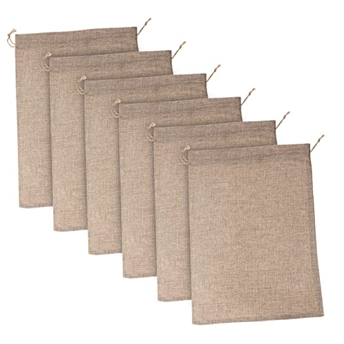 AOKWAWALIY Lot de 6 Sacs réutilisables en Toile de Jute avec Cordon de Serrage, Sacs de Rangement pour légumes, Pommes de Terre, Pain, Courses, ail, Toile de Jute