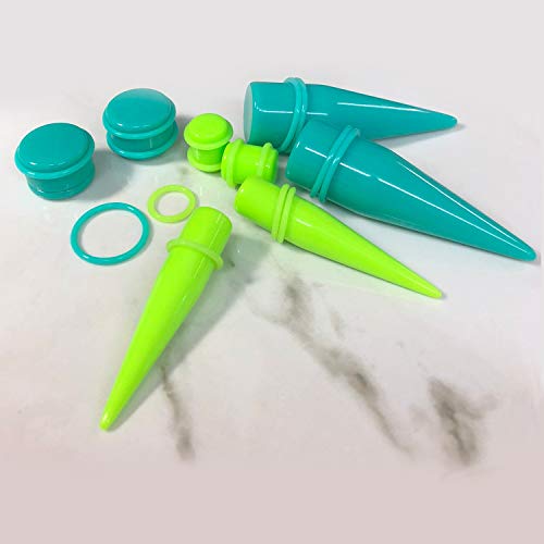 Bodyj4You 24Pc Ear Stretching Big Gauges 00G-20Mm - Black Clear White Green Multicolor Acrylic Tapers Plugs O-Rings - Stretchers Expanders Eyelets #TOP4