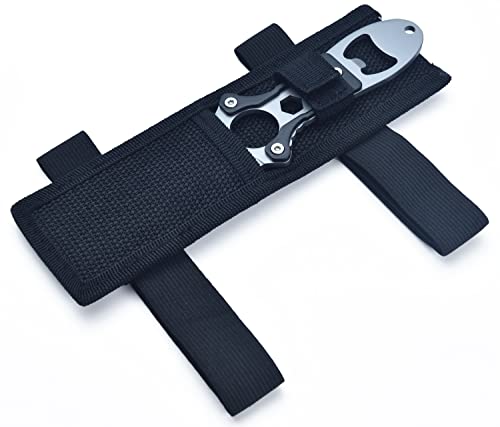 Jpcrmov Diving Knife With Leg Strap Nylon Sheath, Diver's Utility Knife Fixed Blade Serrated Knife (Black Handle) #TOP5