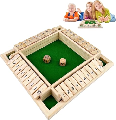 Ravytha Juegos de Mesa Clasicos, 2-4 Jugadores Juego de Dados, Juegos de Mesa Matematicas, Juego de Mesa Madera, Cierra la Caja Juego para Actividades al Aire Libre, Fiestas Infantiles(Verde)