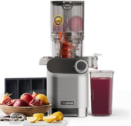 Anybear Cold Press Juicer, 200W Slow Masticating Juicer 4.3" Large Feed Chute Fit Whole Fruits Vegetables | Upgraded Auger | Tritan Materials | BPA Free | Easy to Clean with Brush (Black) by anybear - Used condition - CA$132.93