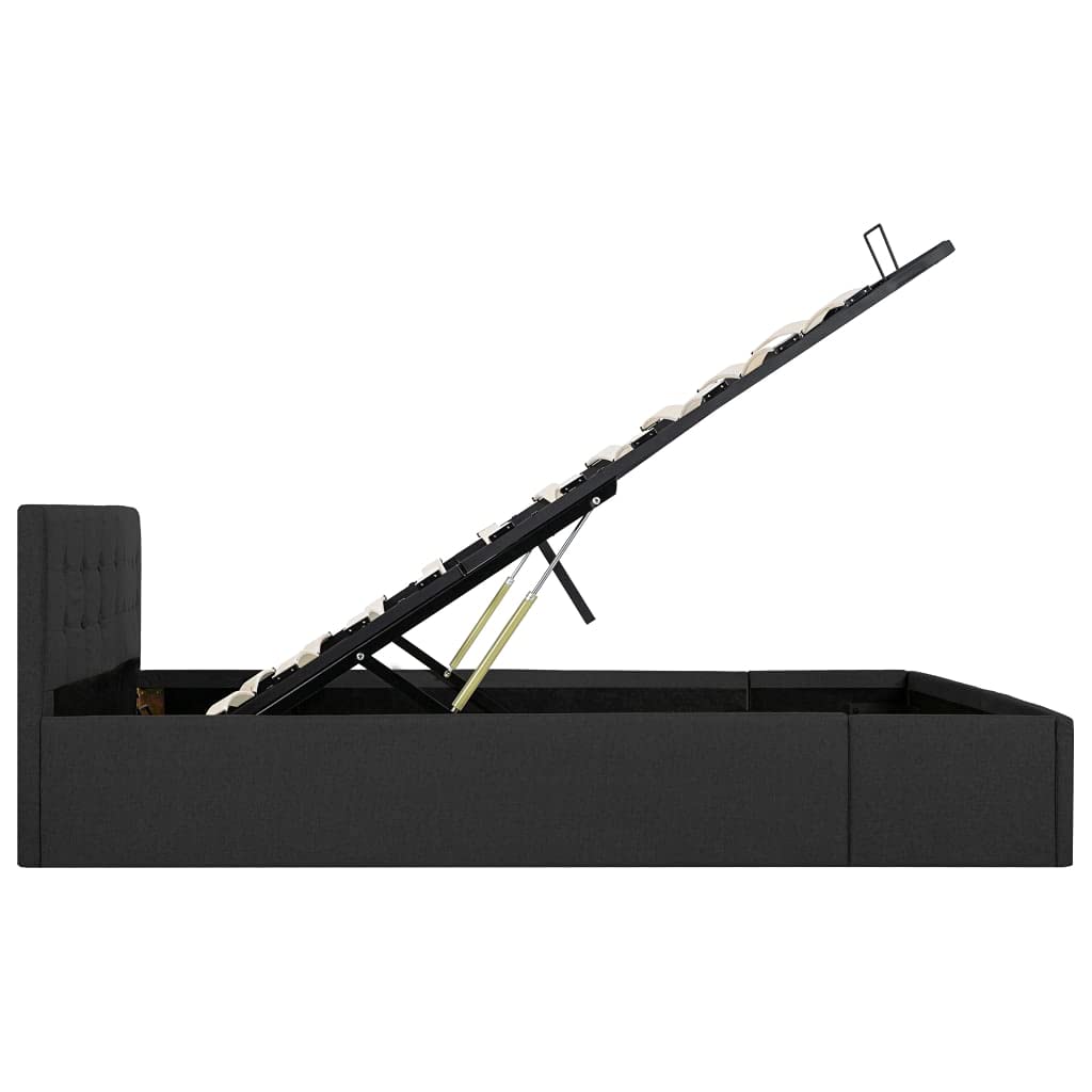 LAPOOH Lit coffre hydraulique LED, lit rabattable horizontal, canapés, base de lit, tissu gris foncé 160 x 200 cm