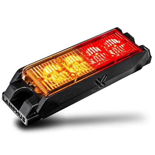 Image of LAMPHUS NanoFlare 4 inch 4W Amber Red LED Surface Mount Police Grill Strobe Warning Light [SAE Class 1] 12V Rectangle Grille Flashing Emergency Fire Light Head for EMS Firefigher Responder Car