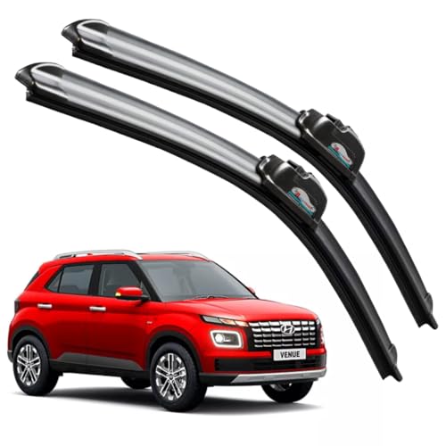 Image of Frameless Rubber Car Wiper Blades Set of 2 Compatible with (Venue (2019-Till Date) (D-24,P-18))