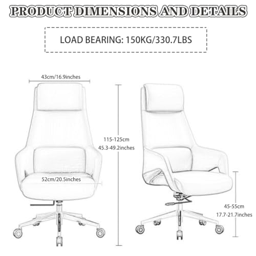 Ergonomiczne bujane krzesło biurowe z podłokietnikami i zagłówkiem, sztuczna skóra, wsparcie do 150 kg, wygodne krzesło biurkowe do użytku domowego i biurowego