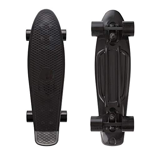 Alouette 22  Mini Style Skateboard Cruiser Complete Board Plastic Deck High Rebound Bearing PU Wheels for Kids Girls and Boys for Beginner (PureBlack, 22)