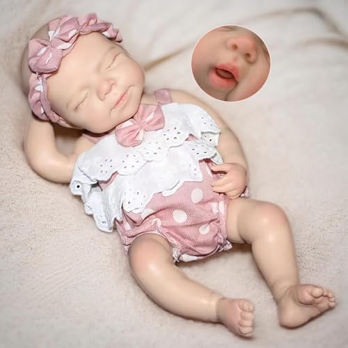 Muñeca bebé silicona 33 cm realista poseable miniatura 3
