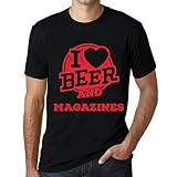 Homme Tee-Shirt J'aime La Bière Et Les Magazines – I Love Beer and Magazines – T-Shirt Vintage Noir Profond S