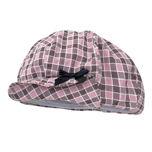 Adult Lattice Hat Girls French Hat with Bowknot Hot Girls Woman Painter Taking Photo Camping Hat Pink