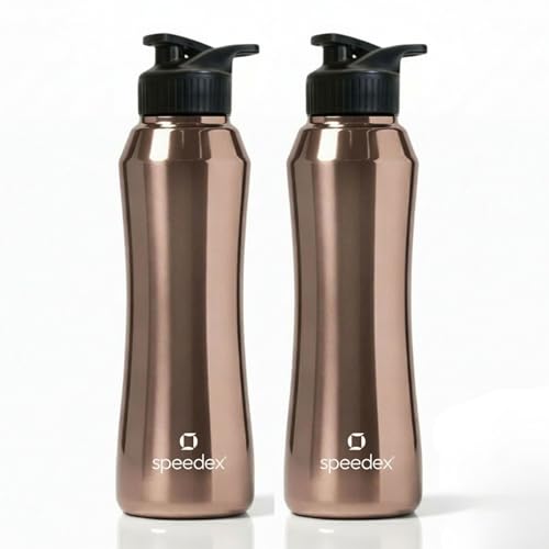 Speedex Stainless Steel Water Bottle 1 Ltr, Leak Proof Sipper Cap, BIS Approved 1000 ml Metal Bottle For Daily, Office, School, Gym, Travel Use for Men, Women, Kids, Adults, Copper Gold, Set of 2