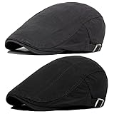 Picture of 2 Pack Men's Adjustable Newsboy Flat Cap Cotton Ivy Gatsby Cabbie Driving Hat Beret