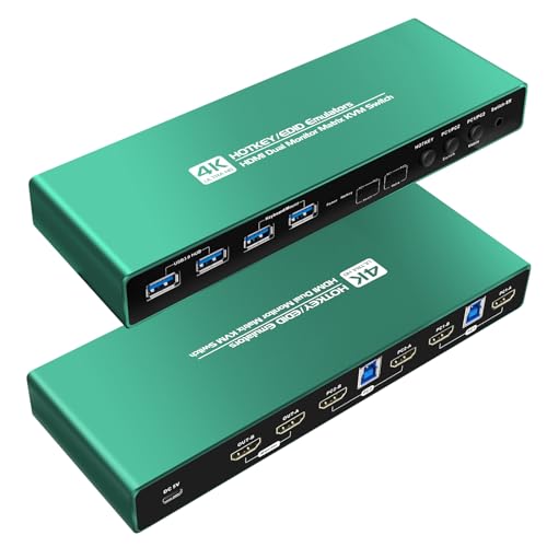 HDMI kvm Switch 2 Monitors 2 Computers edid Emulator 2k 144hz Extended Display kvm Switch 2 Monitors 2 Computers hdmi edid Clone 2k 144hz hdmi Matrix kvm edid Copy Cross Display USB3.0