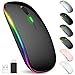 Produktbild AAJO PC Maus Kabellose, LED Wiederaufladbare Leise Funkmaus Laptop Wireless Mouse, 2.4 G USB Mäuse mit USB-Empfänger Typ C Kompatibilität mit Computer/PC/Tablet (Glossy Black)