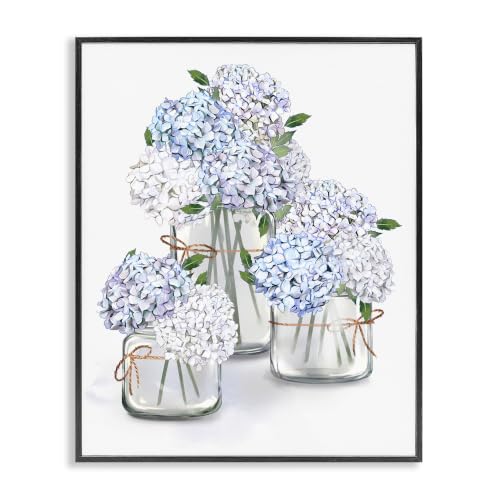 'Delicate Hydrangea Blossoms Arrangement Glass'| Framed Giclee Art