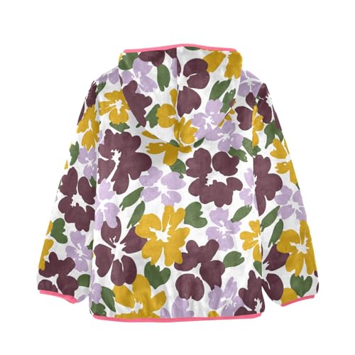 OTVEE Colorful Purple Yellow Floral Kids Hoodie Jacket Fall Spring Full Zip Warm Outwear Coat2