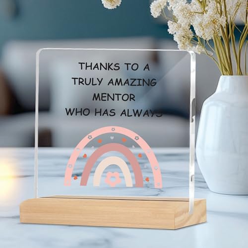 Image of Giftplease Mentor Plaque with Wooden Stand Personalized Gift for Mentor, Coach, Teacher, Appreciation Keepsake, Clear Desk Decor, Inspirational Thank You Gift, Office Table Display MP 68