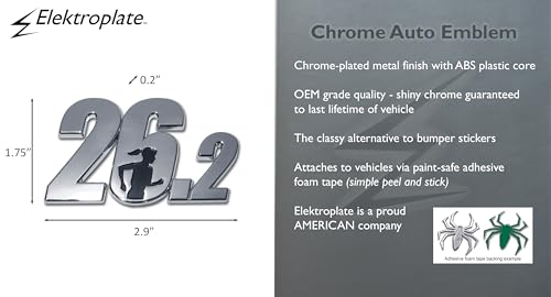 Image of Elektroplate 26.2 Female Marathon Runner OEM Chrome Emblem for Cars, Trucks, and All Auto | Universal Fit at 2.9 inch x 1.75 inch | Weatherproof