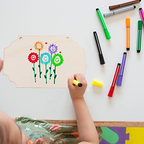 12 Pack Unfinished Wood Crafts Blanks Hanging Wooden Ornaments Rectangle Wooden Plaque For Door Decorations Wood Sign With Ropes For Diy Painting, Wood Burning, Easter Crafts, 8.6 X 5.9 Inches #TOP3