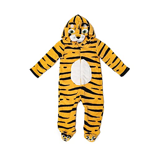 Pijama Macacão Infantil Fleece Felpudo de Biichinhos (18 Meses, Tigre)
