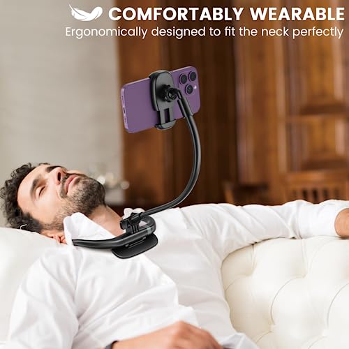 Neck Phone Holder Stand for Bed: Gooseneck Flexible Neckband [Compatible Desktop use] Cellphone Mount for iPhone | Samsung & Other 4-7inch Smartphones - Thumbnail 2