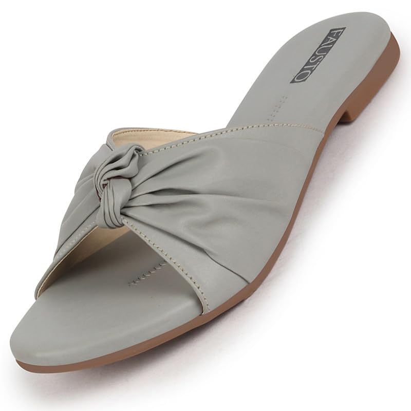 FAUSTO FST KI-205 GREY-38 Womens Grey Bow Design Open Toe Slip On Flats Slippers (5 UK) (B0CPTQSNM2) Amazon Price History, Amazon Price Tracker