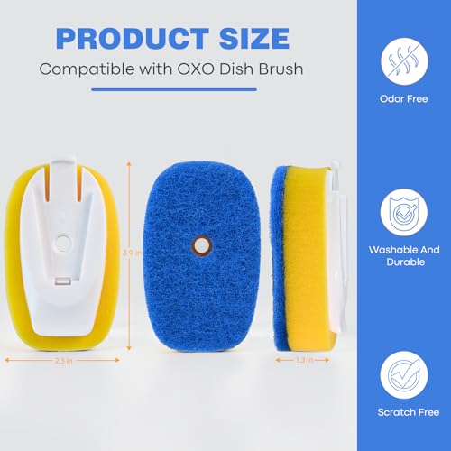Image of Sponge Brush Refills for OXO Soap Dispensing Dish Brush - 4Pack Dish Cleaning Soap Dispensing Head Replacement for Scrubber(Blue)