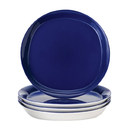 Rachael Ray Dinnerware Round and Square 4-Piece Stoneware Dinner Plate Set, Blue