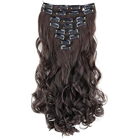 CAISHA by PRETTYSHOP XL 45cm 7 Teile Set CLIP IN EXTENSIONS Haarverlängerung Haarteil Voluminös Gewellt Schokobraun CE10-1 Cover