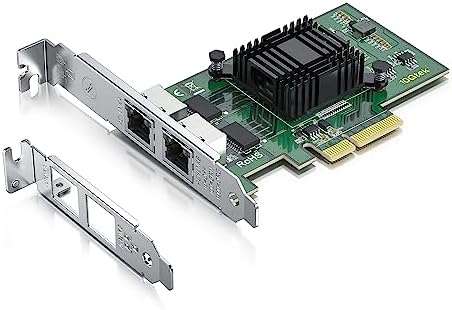 1.25G Gigabit Ethernet Converged Network Adapter (NIC) with Intel I350AM2 Controller - Compatible for Intel I350-T2, Dual Copper RJ45 Ports, PCI-E 2.1 X4