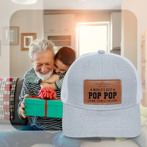 Image of Men's Hat Gifts - Men Cap Gifts for Christmas Father's Day Birthday Trucker Hat Leather Pattern Baseball Cap